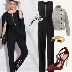 CABi Black Grace Jumpsuit Crepe Zip #3340 Sleeveless Pantsuit